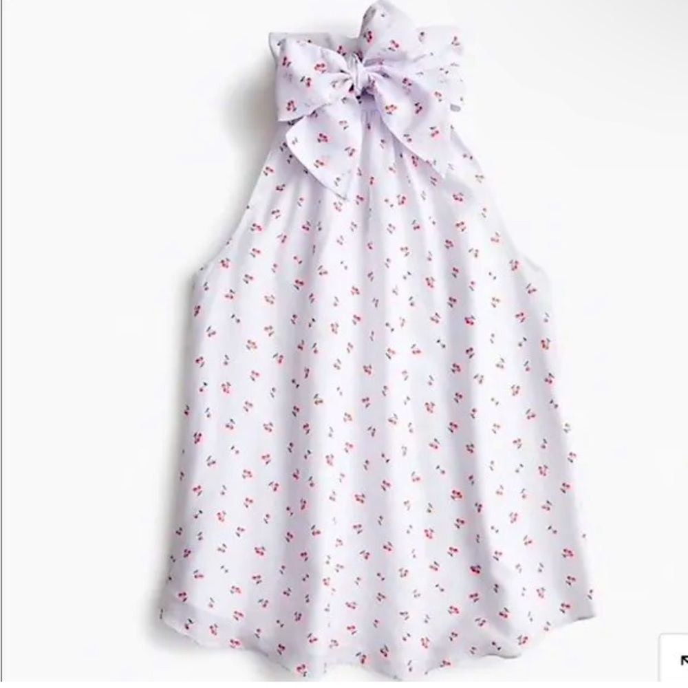 J. Crew White Floral Bow Top